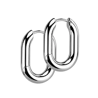 Pair of 316L Surgical Steel Rounded Oval Hinged Hoop Earrings