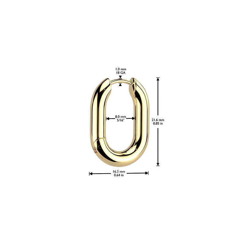Pair of 316L Surgical Steel Rounded Oval Hinged Hoop Earrings