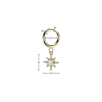 Pair of 316L Surgical Steel Gold PVD White CZ Starburst Large Dangle Hinged Hoop Earrings