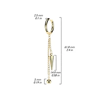 Pair of 316L Surgical Steel Gold PVD Ball And Spike Chain Dangle Hoop Earrings
