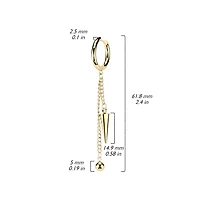 Pair of 316L Surgical Steel Black PVD Ball And Spike Chain Dangle Hoop Earrings