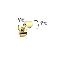 Pair of Implant Grade Titanium Gold PVD Simple Dainty Heart Shaped Stud Earrings