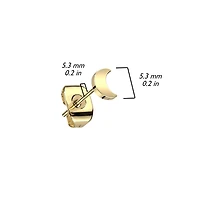 Pair of Implant Grade Titanium Gold PVD Simple Dainty Moon Shaped Stud Earrings