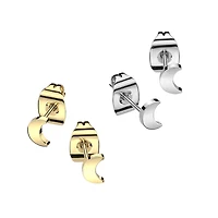 Pair of Implant Grade Titanium Gold PVD Simple Dainty Moon Shaped Stud Earrings