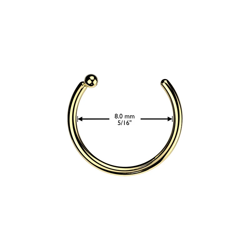 Implant Grade Titanium Gold PVD Nose Hoop Ring With Bar Stopper