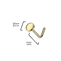 Implant Grade Titanium Gold PVD Small Flat Circle Disc L-Shaped Nose Ring Stud