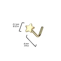 Implant Grade Titanium Gold PVD Star L-Shaped Nose Ring Stud
