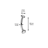 Implant Grade Titanium Gold PVD White CZ Bezel Internally Threaded Curved Barbell