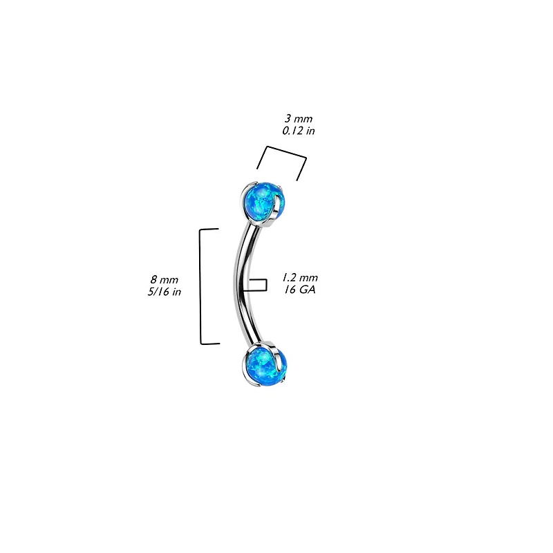Implant Grade Titanium Opal Internally Threaded Curved Barbell