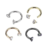 Implant Grade Titanium White CZ Internally Threaded Horseshoe Barbell