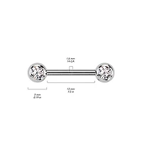 Titanium Internally Threaded CZ Ball Gem Nipple Ring