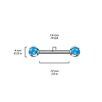 Implant Grade Titanium Opal Internally Threaded Nipple Ring Straight Barbell