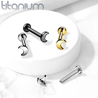 Internally Threaded Crescent Moon Gold PVD Implant Grade Titanium Labret