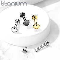 Internally Threaded Small Heart Gold PVD Implant Grade Titanium Labret