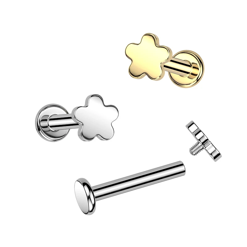 Implant Grade Titanium Minimal Flower Internally Threaded Flat Back Labret
