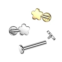 Implant Grade Titanium Minimal Flower Internally Threaded Flat Back Labret