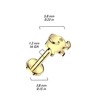 Implant Grade Titanium Gold PVD Internally Threaded Elephant Flat Back Labret