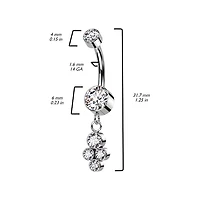Implant Grade Titanium Aqua CZ Bezel Dainty Circle Cluster Dangle Belly Ring