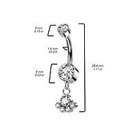 Implant Grade Titanium White CZ Bezel Circle Cluster Dangle Belly Ring