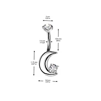 Implant Grade Titanium White CZ Crescent Moon Internally Threaded Belly Ring