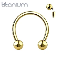 Implant Grade Titanium Internally Threaded Gold PVD Horseshoe Circular Barbell