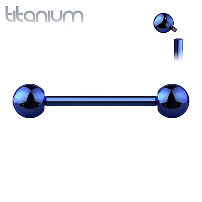 Implant Grade Titanium Internally Threaded Blue PVD Straight Barbell