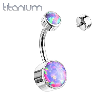 Internally Threaded Grade Titanium Bezel Opal Belly Ring