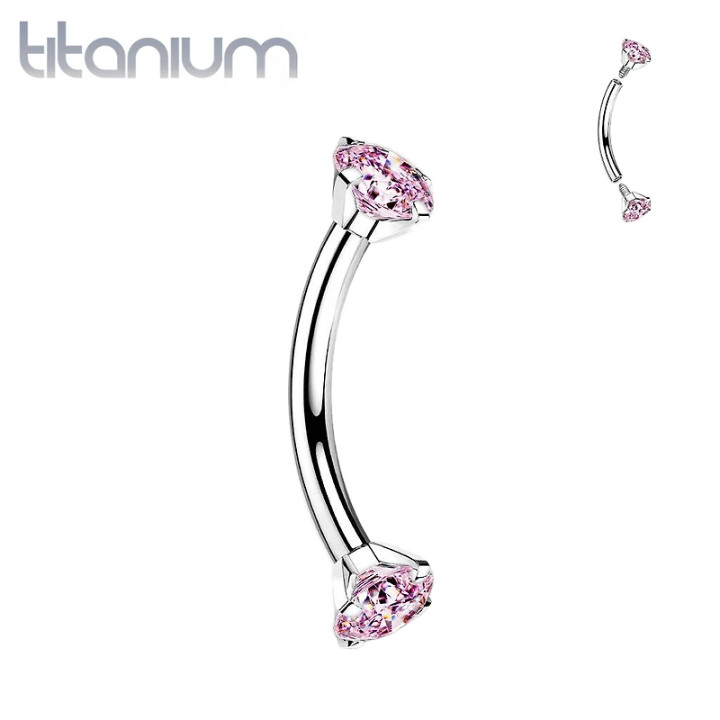 Implant Grade Titanium Curved Barbell Internally Threaded CZ