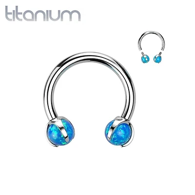 Implant Grade Titanium Blue Opal Internally Threaded Horseshoe