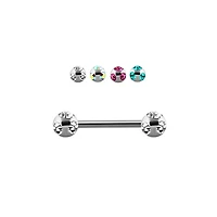 316L Surgical Steel Multi CZ Ball Straight Barbell Nipple Ring