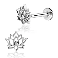 316L Surgical Steel Internally Threaded Lotus Flower Flat Back Labret