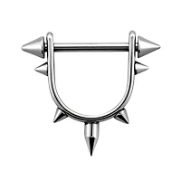 316L Surgical Steel Spike Shield Straight Barbell Nipple Ring
