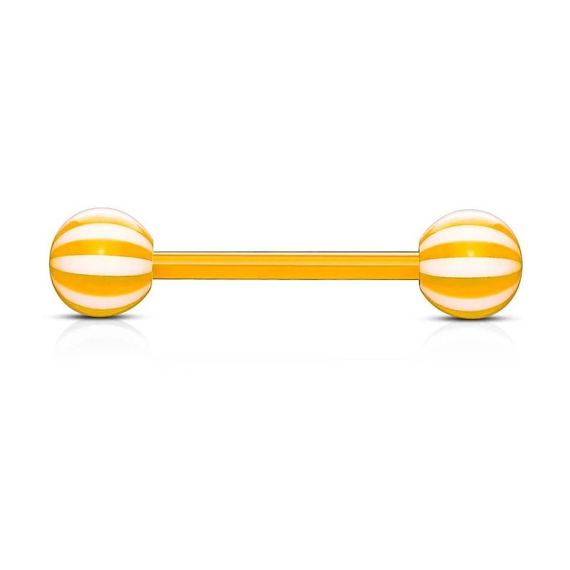 Acrylic Bio Flex Orange Beach Ball Straight Barbell