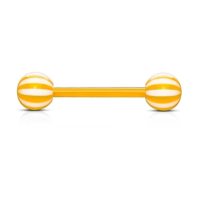 Acrylic Bio Flex Orange Beach Ball Straight Barbell
