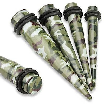 Acrylic Green/ Camouflage Army Ear Stretchers Spacers Tapers