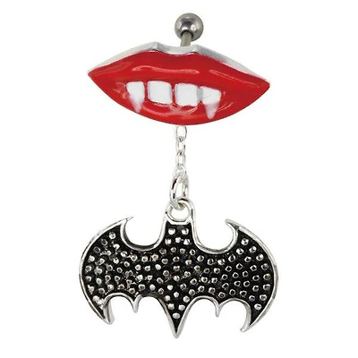 Bat and Fangs Flat Back Ear Cartilage Helix Dangling Ring