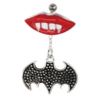 Bat and Fangs Flat Back Ear Cartilage Helix Dangling Ring