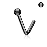 Black IP 316L Surgical Steel L Shape Ball Top Nose Stud