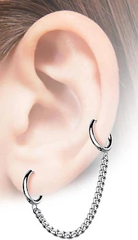 Black PVD Surgical Steel Chain Link Double Hoop Earring