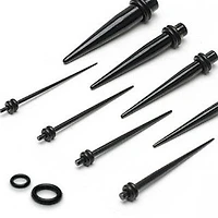 Black PVD Surgical Steel Ear Gauges Stretchers Tapers