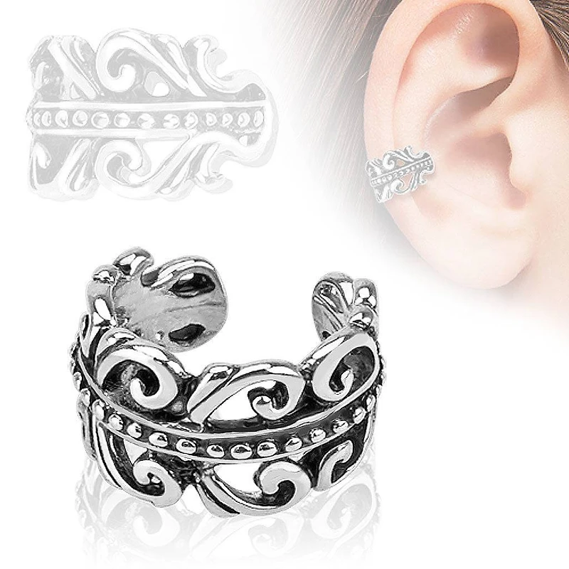 Brass Carved Non Piercing Ear Cuff Hoop