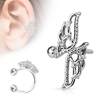 Brass Clip On Fake Double Wing Cartilage Helix Fake Piercing Horseshoe Ear Cuff