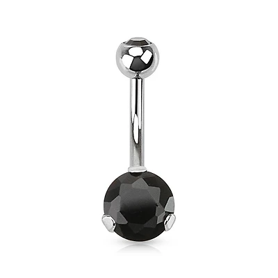 Classic CZ 8mm Gem Surgical Steel Belly Button Navel Ring