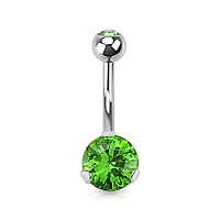 Classic Green CZ 8mm Gem Surgical Steel Belly Button Navel Ring