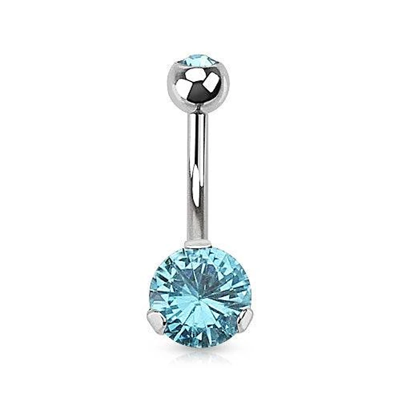 Classic Aqua 8mm Gem Surgical Steel Belly Button Navel Ring