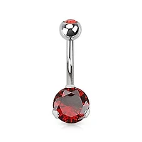 Classic Red CZ 8mm Gem Surgical Steel Belly Button Navel Ring