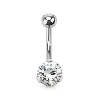 Classic White CZ 8mm Gem Surgical Steel Belly Button Navel Ring