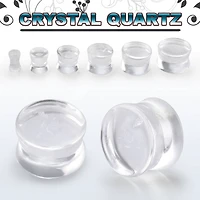 Clear Crystal Quartz Stone Double Flared Ear Plugs