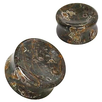 Double Flared Amber Agate Stone Concave Saddle Ear Plug