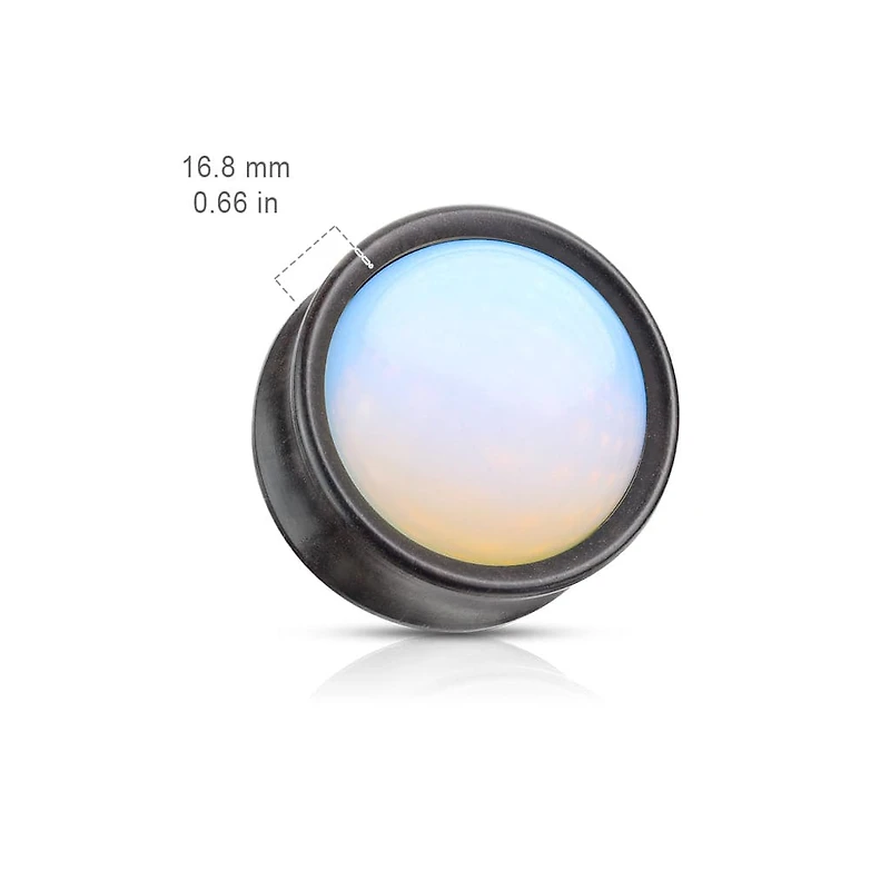 Double Flared Ebony Wood Opalite Stone Inlay Plugs